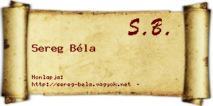 Sereg Béla névjegykártya